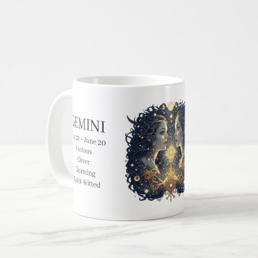 Tweelingen Dierenriem Hemelse Kunst & Aangepaste E Koffiemok (Voorkant links)