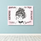 Tweelingen Dierenriemsymbool en Teken Roze Canvas Afdruk (Insitu (Houten vloer))