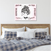 Tweelingen Dierenriemsymbool en Teken Roze Canvas Afdruk (Insitu (Slaapkamer))