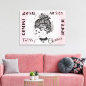 Tweelingen Dierenriemsymbool en Teken Roze Canvas Afdruk (Insitu (Woonkamer))