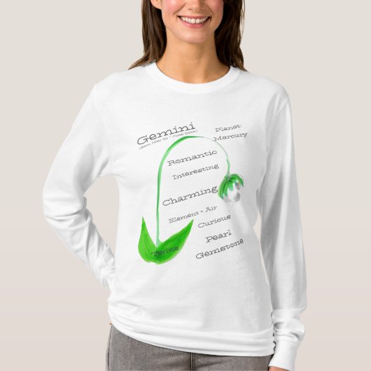 Tweelingen draagbare verjaardagshoroscoop t-shirt (Voorkant)