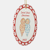 Tweelingen eerste kerstgevlekte babyornament keramisch ornament (Rechts)