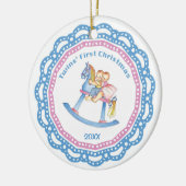 Tweelingen eerste kerstjongen/meisje keramisch ornament (Links)