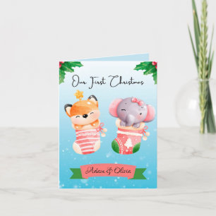 Tweelingen eerste Kerstmis Feestdagen Kaart