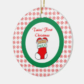 Tweelingen eerste kerststooking keramisch ornament (Links)