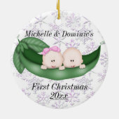 Tweelingen eerste kerstversiering keramisch ornament (Achterkant)