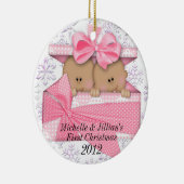 Tweelingen eerste kerstversiering keramisch ornament (Rechts)