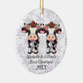 Tweelingen eerste kerstversiering keramisch ornament (Rechts)