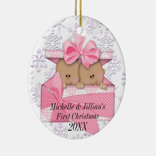 Tweelingen eerste kerstversiering keramisch ornament (Rechts)