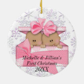 Tweelingen eerste kerstversiering keramisch ornament (Achterkant)