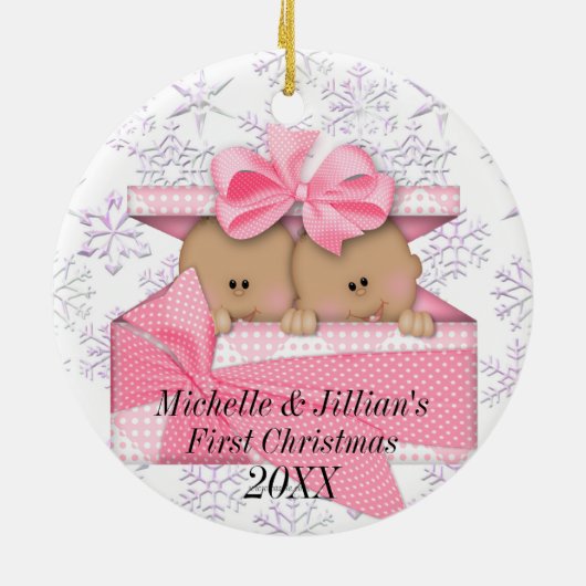 Tweelingen eerste kerstversiering keramisch ornament (Achterkant)