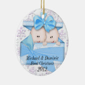 Tweelingen eerste kerstversiering keramisch ornament (Rechts)