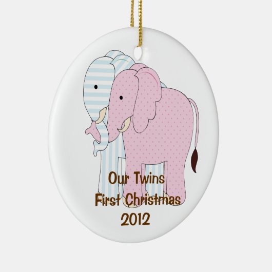 Tweelingen eerste kerstversiering keramisch ornament (Rechts)