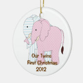 Tweelingen eerste kerstversiering keramisch ornament (Links)