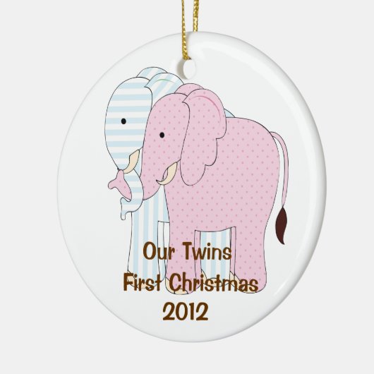 Tweelingen eerste kerstversiering keramisch ornament (Links)