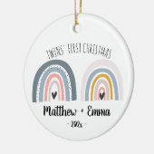 Tweelingen eerste kerstversiering waterverf regenb keramisch ornament (Links)