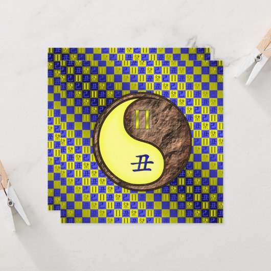 Tweelingen en Aarde Os Kaart (Voorkant / Achterkant in situ)