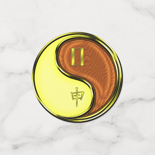 Tweelingen en houten aap confetti (Kleine voorkant)