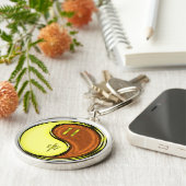 Tweelingen en houten aap sleutelhanger (Zijkant)