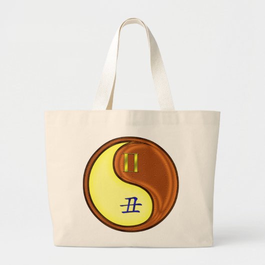 Tweelingen en houtossen grote tote bag (Voorkant)