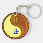 Tweelingen en houtossen sleutelhanger (Achterkant)