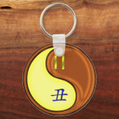 Tweelingen en houtossen sleutelhanger (Voorkant)