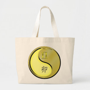 Tweelingen en metalen konijn grote tote bag