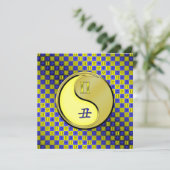 Tweelingen en metalen os kaart (Staand voorkant)