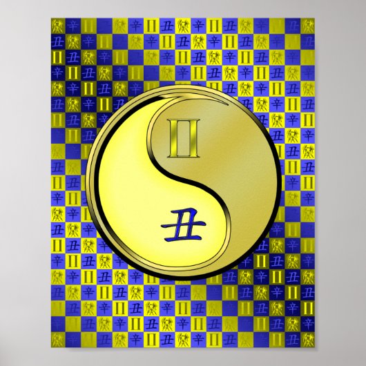 Tweelingen en metalen os poster (Voorkant)