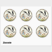 Tweelingen en Ooievaar Vintage Design Ronde Sticker (Vel)