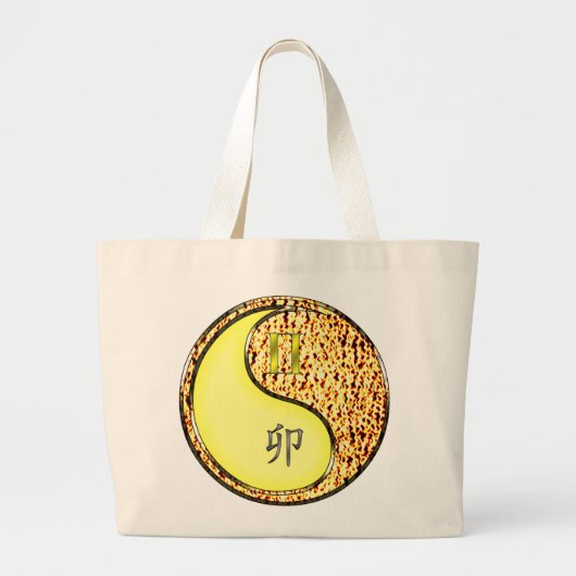 Tweelingen en vuurkonijn grote tote bag (Voorkant)