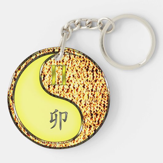 Tweelingen en vuurkonijn sleutelhanger (Achterkant)