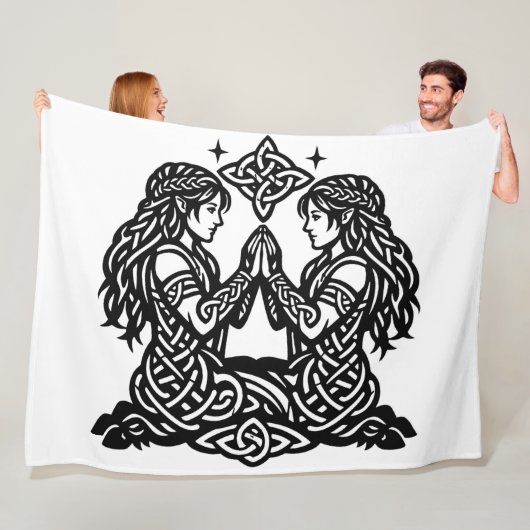 Tweelingen — Geheime Inkt Zodiac Tweeling Fleece Deken (In situ)