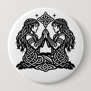 Tweelingen — Geheime Inkt Zodiak Tweeling Ronde Button 4,0 Cm