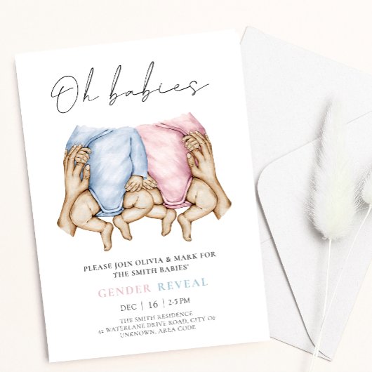 Tweelingen Geslacht onthullen waterverf baby groei Kaart