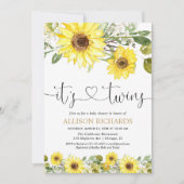 Tweelingen geslachtsneutraal geel zonnebloemen bab kaart (Voorkant)