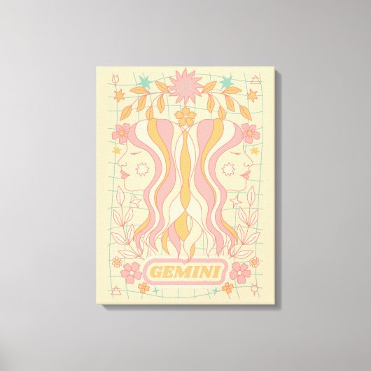 Tweelingen Hemelse Dierenriem Pastel Dromen Muur K Canvas Afdruk (Voorkant)