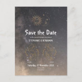 Tweelingen Hemelse Typografie Zodiac Glitter Cool Aankondigingskaart (Voorkant)