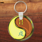 Tweelingen & Hout Hond Sleutelhanger (Voorkant)
