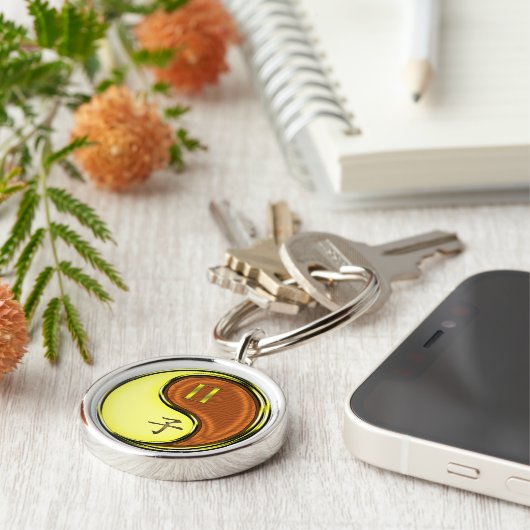 Tweelingen & Hout Rat Sleutelhanger (Zijkant)