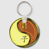 Tweelingen & Hout Rat Sleutelhanger (Achterkant)