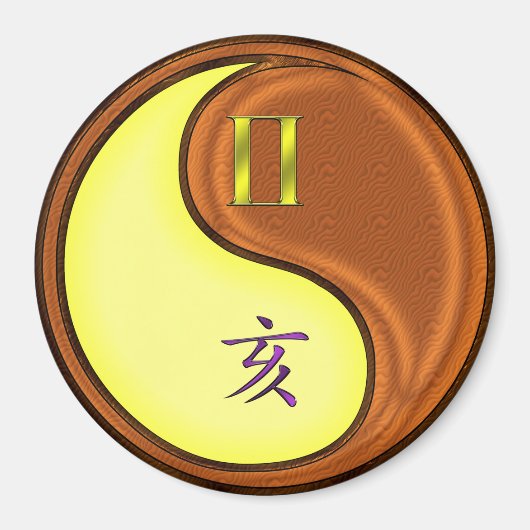 Tweelingen & Houten Everzwijn Magneet (Voorkant)