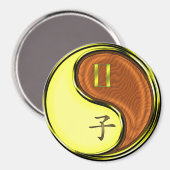 Tweelingen & Houten Rat Magneet (Voorkant / Achterkant)