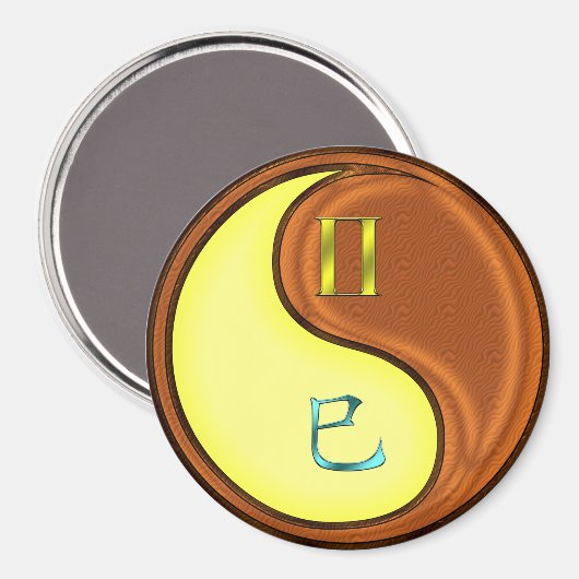 Tweelingen & Houten Slang Magneet (Voorkant / Achterkant)