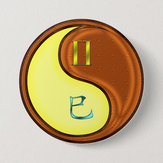 Tweelingen & Houten Slang Ronde Button 7,6 Cm (Voorkant)