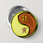 Tweelingen & Houten Tijger Ronde Button 7,6 Cm (Voorkant /achterkant)