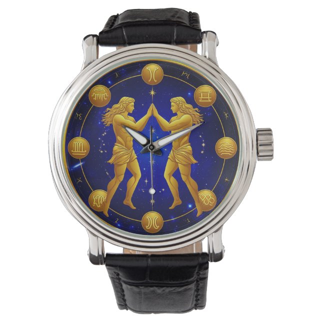 Tweelingen in Kosmische Cirkel Horloge (Voorkant)