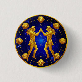 Tweelingen in Kosmische Cirkel Ronde Button 3,2 Cm