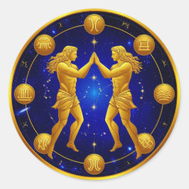 Tweelingen in Kosmische Cirkel Ronde Sticker