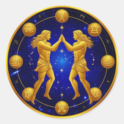 Tweelingen in Kosmische Cirkel Ronde Sticker (Voorkant)